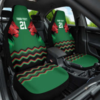 Kenya Cricket Custom Car Seat Cover Green Lion Head with Kenyan Pattern - Wonder Print Shop