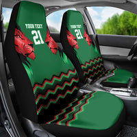 Kenya Cricket Custom Car Seat Cover Green Lion Head with Kenyan Pattern - Wonder Print Shop