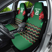 Kenya Cricket Custom Car Seat Cover Green Lion Head with Kenyan Pattern - Wonder Print Shop