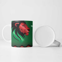Kenya Cricket Custom Ceramic Mug Green Lion Head with Kenyan Pattern - Wonder Print Shop