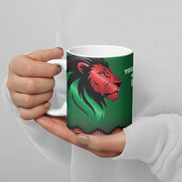 Kenya Cricket Custom Ceramic Mug Green Lion Head with Kenyan Pattern - Wonder Print Shop