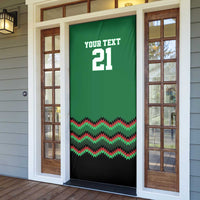 Kenya Cricket Custom Door Cover Green Lion Head with Kenyan Pattern - Wonder Print Shop