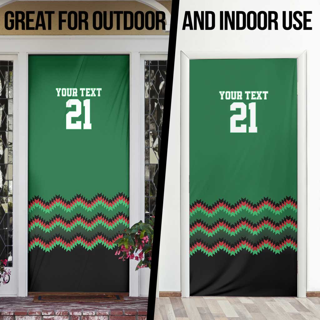 Kenya Cricket Custom Door Cover Green Lion Head with Kenyan Pattern - Wonder Print Shop