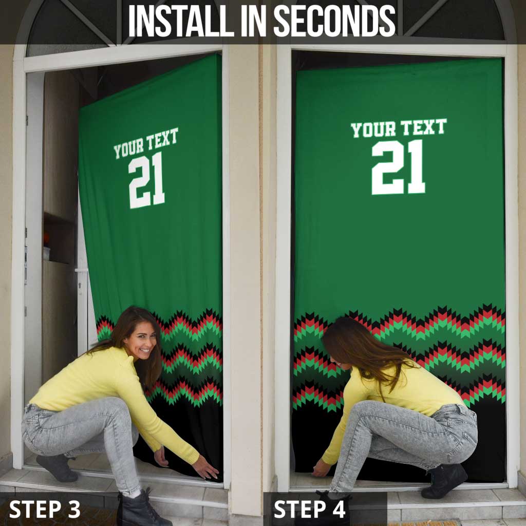 Kenya Cricket Custom Door Cover Green Lion Head with Kenyan Pattern - Wonder Print Shop