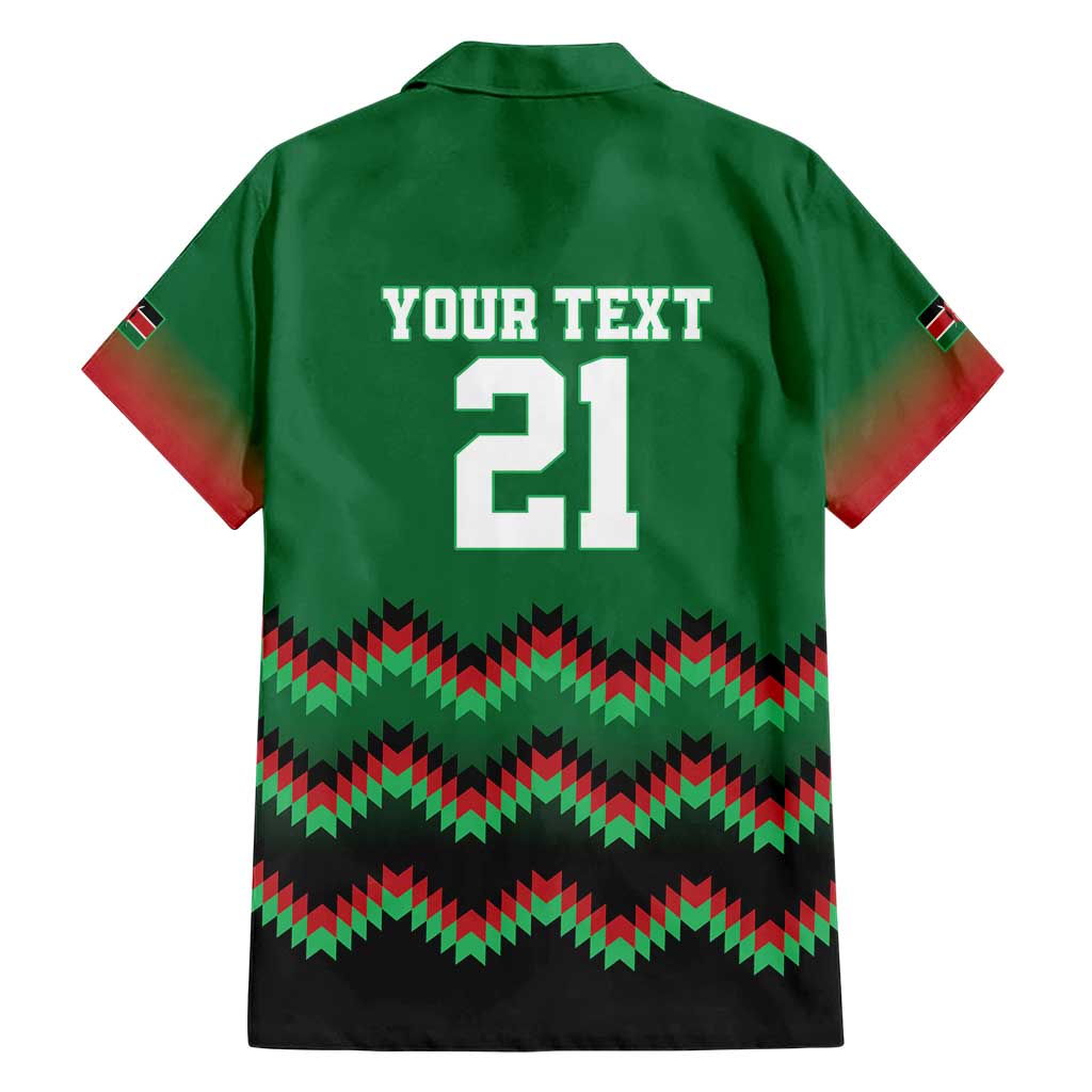 Kenya Cricket Custom Family Matching Short Sleeve Bodycon Dress and Hawaiian Shirt Green Lion Head with Kenyan Pattern - Wonder Print Shop