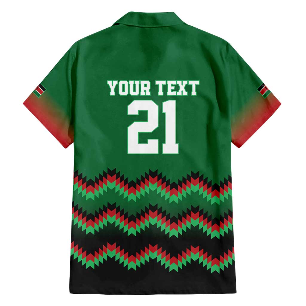 Kenya Cricket Custom Family Matching Tank Maxi Dress and Hawaiian Shirt Green Lion Head with Kenyan Pattern - Wonder Print Shop