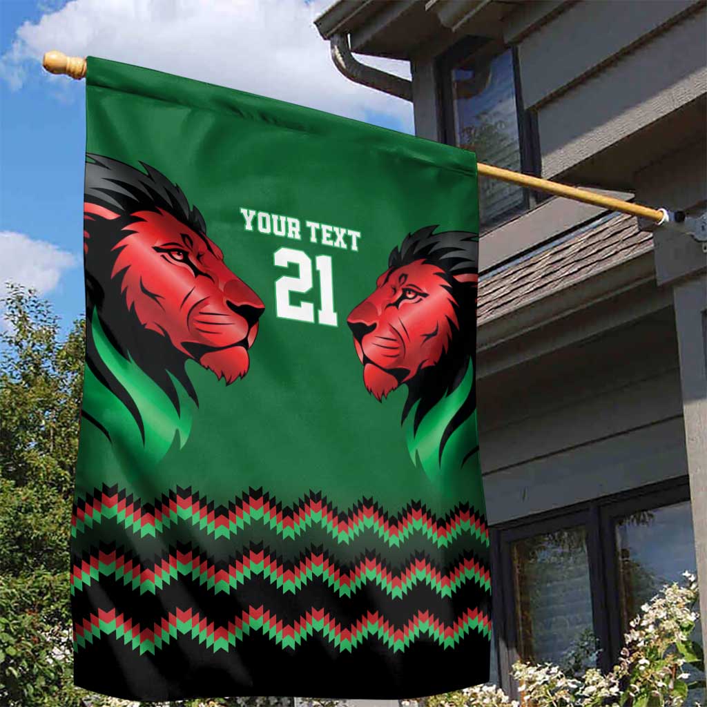 Kenya Cricket Custom Garden Flag Green Lion Head with Kenyan Pattern - Wonder Print Shop