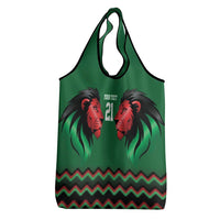 Kenya Cricket Custom Grocery Bag Green Lion Head with Kenyan Pattern - Wonder Print Shop
