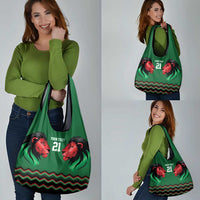 Kenya Cricket Custom Grocery Bag Green Lion Head with Kenyan Pattern - Wonder Print Shop
