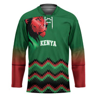 Kenya Cricket Custom Hockey Jersey Green Lion Head with Kenyan Pattern - Wonder Print Shop
