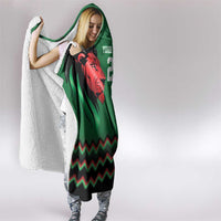 Kenya Cricket Custom Hooded Blanket Green Lion Head with Kenyan Pattern - Wonder Print Shop