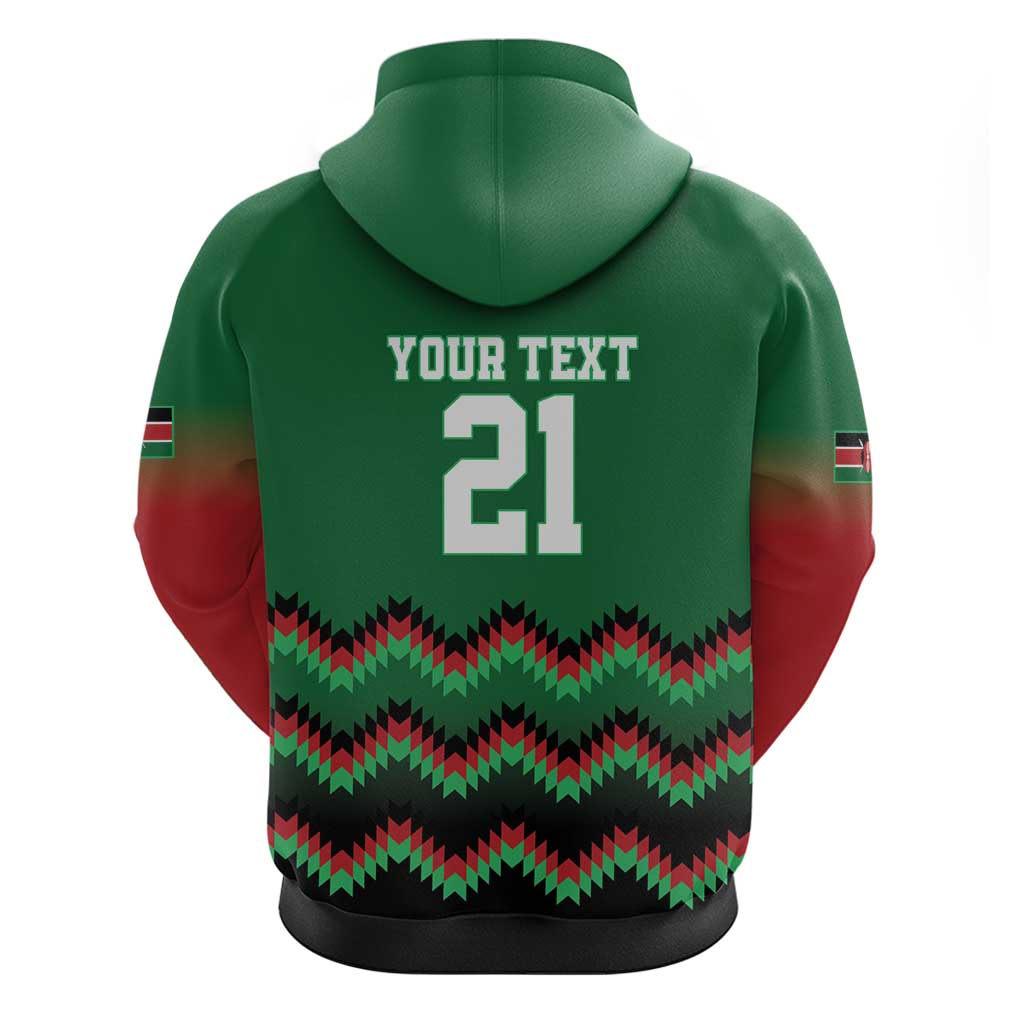 Kenya Cricket Custom Hoodie Green Lion Head with Kenyan Pattern - Wonder Print Shop
