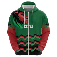 Kenya Cricket Custom Hoodie Green Lion Head with Kenyan Pattern - Wonder Print Shop