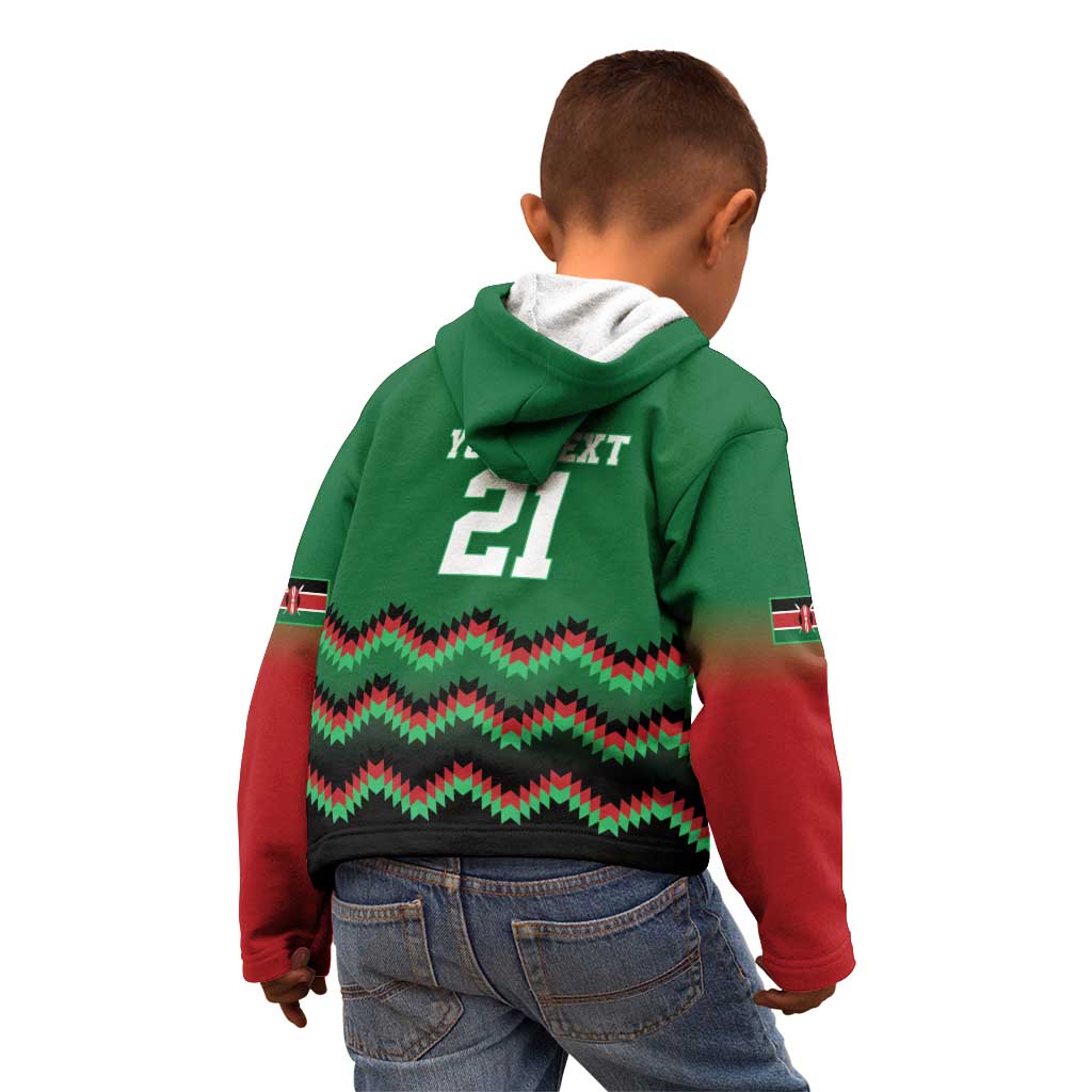 Kenya Cricket Custom Kid Hoodie Green Lion Head with Kenyan Pattern - Wonder Print Shop