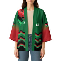 Kenya Cricket Custom Kimono Green Lion Head with Kenyan Pattern - Wonder Print Shop