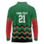 Kenya Cricket Custom Long Sleeve Polo Shirt Green Lion Head with Kenyan Pattern - Wonder Print Shop