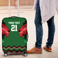 Kenya Cricket Custom Luggage Cover Green Lion Head with Kenyan Pattern - Wonder Print Shop