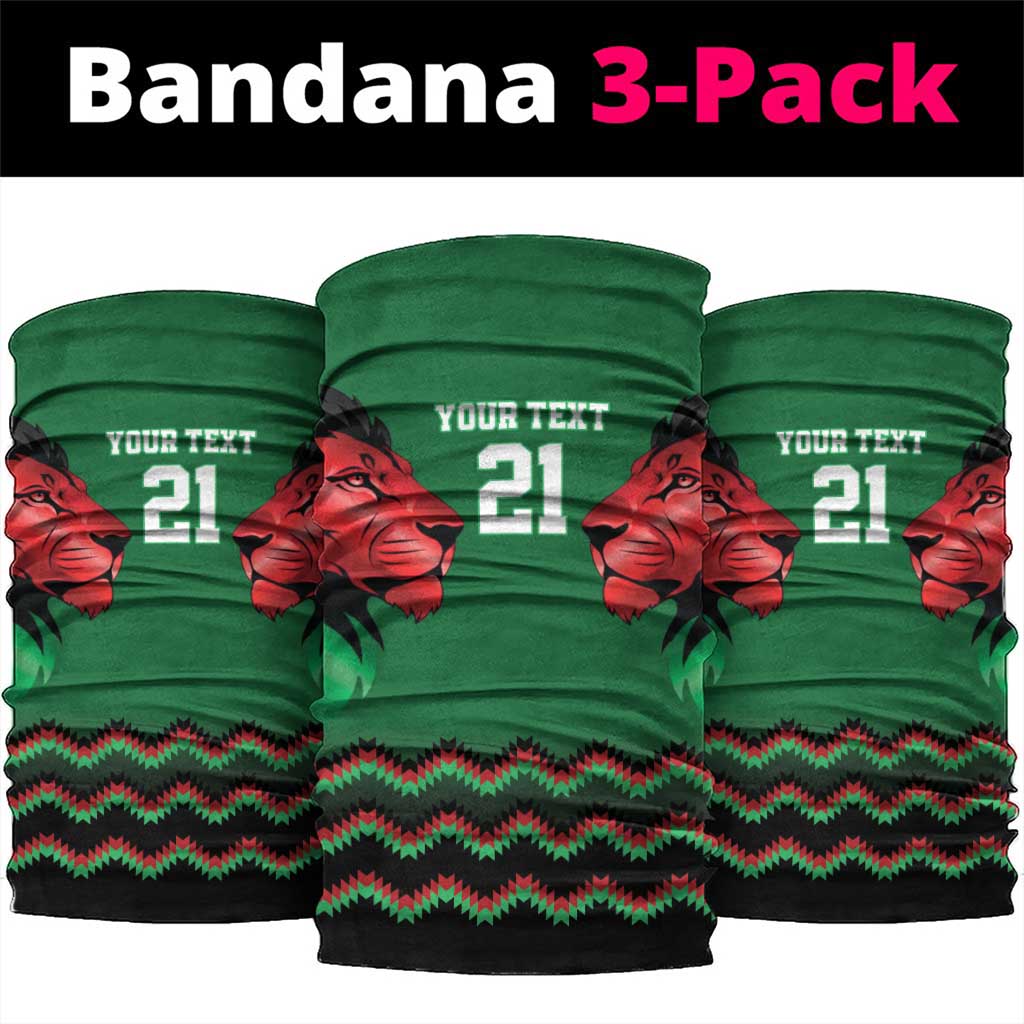 Kenya Cricket Custom Neck Gaiter Green Lion Head with Kenyan Pattern - Wonder Print Shop