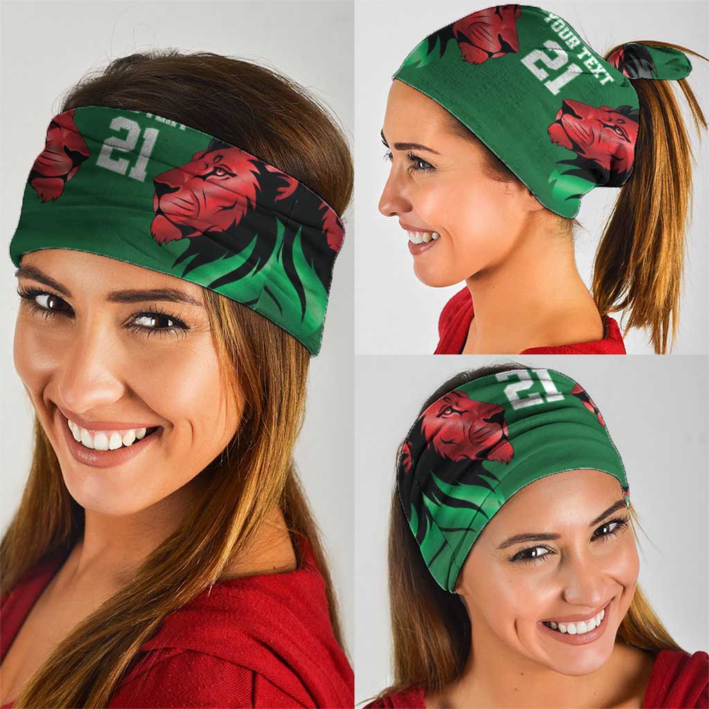 Kenya Cricket Custom Neck Gaiter Green Lion Head with Kenyan Pattern - Wonder Print Shop