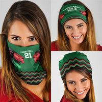 Kenya Cricket Custom Neck Gaiter Green Lion Head with Kenyan Pattern - Wonder Print Shop