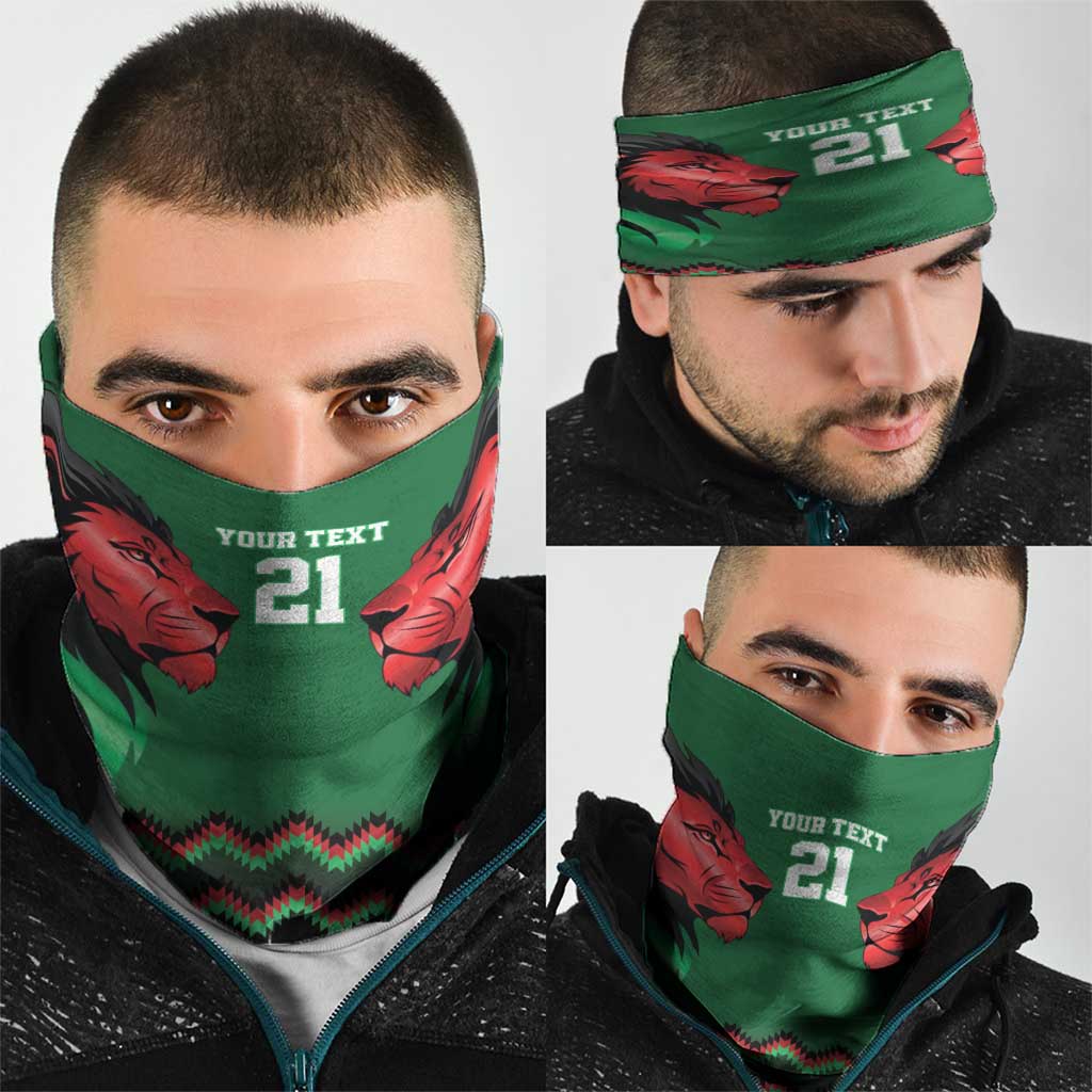 Kenya Cricket Custom Neck Gaiter Green Lion Head with Kenyan Pattern - Wonder Print Shop