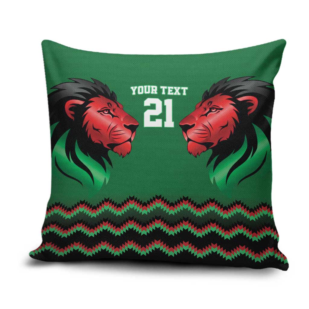 Kenya Cricket Custom Pillow Cover Green Lion Head with Kenyan Pattern - Wonder Print Shop