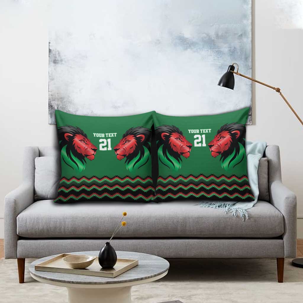 Kenya Cricket Custom Pillow Cover Green Lion Head with Kenyan Pattern - Wonder Print Shop