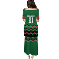 Kenya Cricket Custom Puletasi Green Lion Head with Kenyan Pattern - Wonder Print Shop