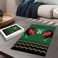 Kenya Cricket Custom Puzzle Green Lion Head with Kenyan Pattern - Wonder Print Shop