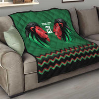 Kenya Cricket Custom Quilt Green Lion Head with Kenyan Pattern - Wonder Print Shop
