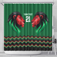 Kenya Cricket Custom Shower Curtain Green Lion Head with Kenyan Pattern - Wonder Print Shop