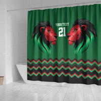Kenya Cricket Custom Shower Curtain Green Lion Head with Kenyan Pattern - Wonder Print Shop