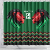 Kenya Cricket Custom Shower Curtain Green Lion Head with Kenyan Pattern - Wonder Print Shop