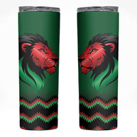 Kenya Cricket Custom Skinny Tumbler Green Lion Head with Kenyan Pattern - Wonder Print Shop