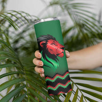 Kenya Cricket Custom Skinny Tumbler Green Lion Head with Kenyan Pattern - Wonder Print Shop