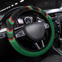 Kenya Cricket Steering Wheel Cover Green Lion Head with Kenyan Pattern - Wonder Print Shop
