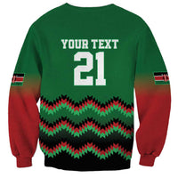 Kenya Cricket Custom Sweatshirt Green Lion Head with Kenyan Pattern - Wonder Print Shop