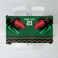 Kenya Cricket Custom Tablecloth Green Lion Head with Kenyan Pattern - Wonder Print Shop