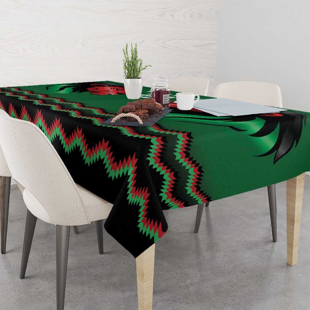 Kenya Cricket Custom Tablecloth Green Lion Head with Kenyan Pattern - Wonder Print Shop