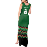 Kenya Cricket Custom Tank Maxi Dress Green Lion Head with Kenyan Pattern - Wonder Print Shop