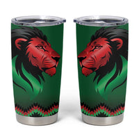 Kenya Cricket Custom Tumbler Cup Green Lion Head with Kenyan Pattern - Wonder Print Shop