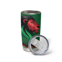Kenya Cricket Custom Tumbler Cup Green Lion Head with Kenyan Pattern - Wonder Print Shop