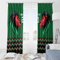 Kenya Cricket Custom Window Curtain Green Lion Head with Kenyan Pattern - Wonder Print Shop