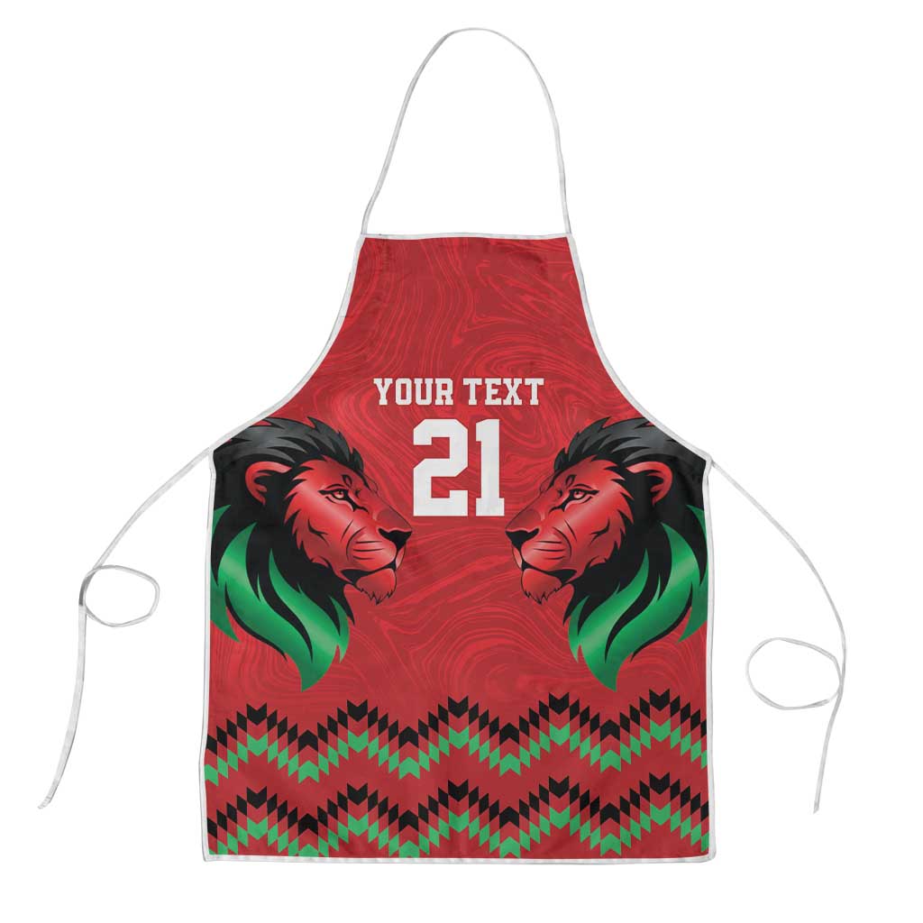 Kenya Cricket Custom Apron Red Lion Head with Kenyan Pattern - Wonder Print Shop