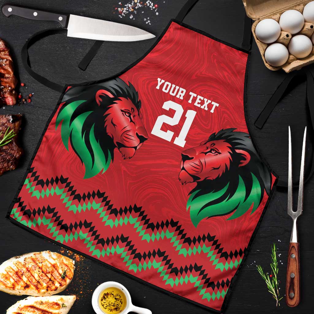 Kenya Cricket Custom Apron Red Lion Head with Kenyan Pattern - Wonder Print Shop
