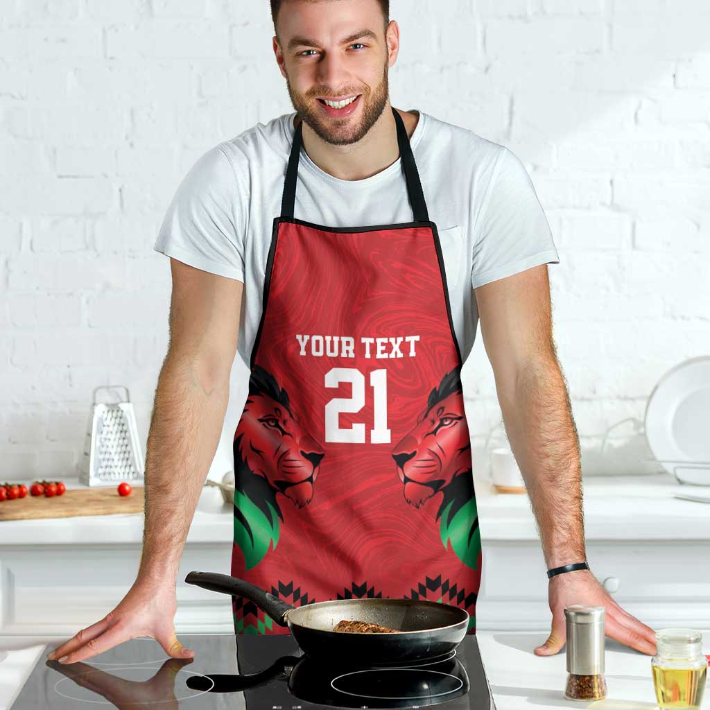 Kenya Cricket Custom Apron Red Lion Head with Kenyan Pattern - Wonder Print Shop