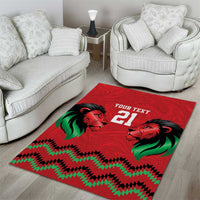 Kenya Cricket Custom Area Rug Red Lion Head with Kenyan Pattern - Wonder Print Shop