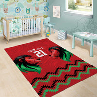 Kenya Cricket Custom Area Rug Red Lion Head with Kenyan Pattern - Wonder Print Shop