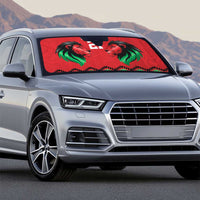 Kenya Cricket Custom Auto Sun Shade Red Lion Head with Kenyan Pattern - Wonder Print Shop