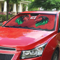 Kenya Cricket Custom Auto Sun Shade Red Lion Head with Kenyan Pattern - Wonder Print Shop
